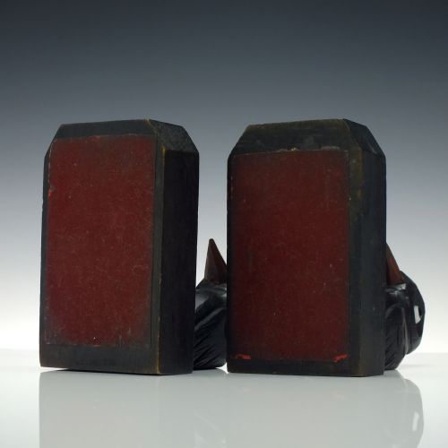 PAIR OF ART DECO CARVED WOODEN BIRD BOOKENDS C1930 - ADDITIONAL PHOTO 7
