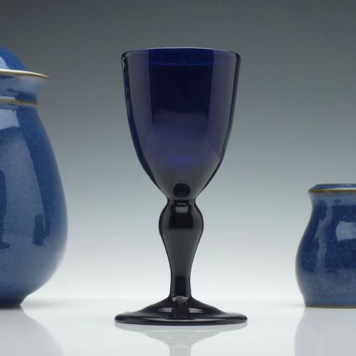 very rare blue lauenstein wine glass c1802 - CATEGORY: ANTIQUE GLASS - DATED 1800