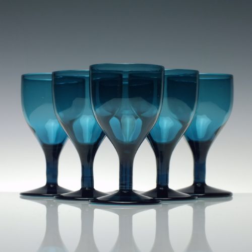SIX GEORGIAN PEACOCK BLUE WINE GLASSES C1820 - ADDITIONAL PHOTO 1