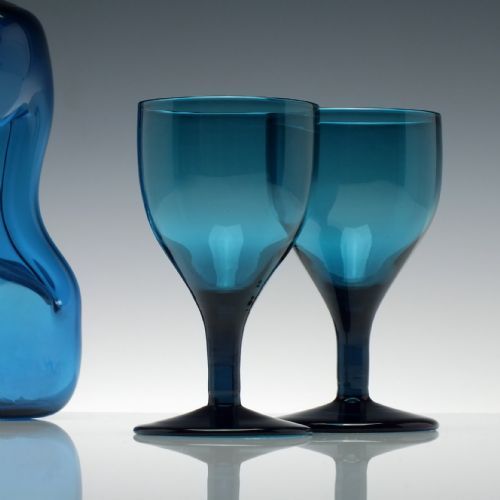 SIX GEORGIAN PEACOCK BLUE WINE GLASSES C1820 - ADDITIONAL PHOTO 3