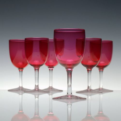 set of 19th century cranberry wine glasses c1880 - CATEGORY: ANTIQUE GLASS - DATED 1880