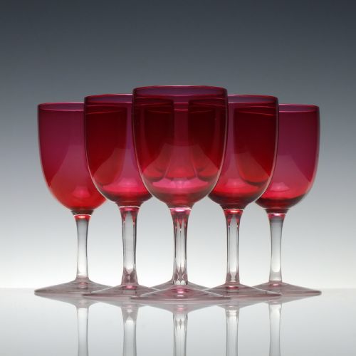 SET OF 19TH CENTURY CRANBERRY WINE GLASSES C1880 - ADDITIONAL PHOTO 1