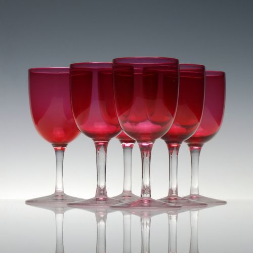 SET OF 19TH CENTURY CRANBERRY WINE GLASSES C1880 - ADDITIONAL PHOTO 2