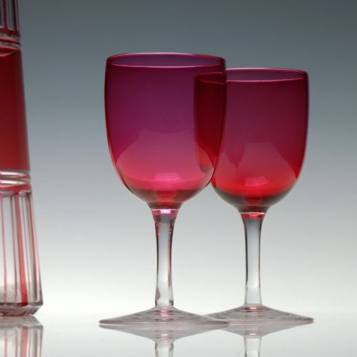 SET OF 19TH CENTURY CRANBERRY WINE GLASSES C1880 - ADDITIONAL PHOTO 4