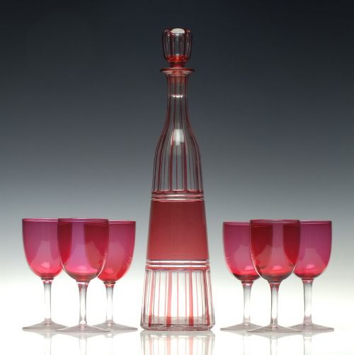 SET OF 19TH CENTURY CRANBERRY WINE GLASSES C1880 - ADDITIONAL PHOTO 5