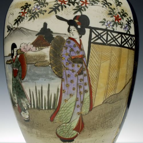 PAIR JAPANESE HAND PAINTED SATSUMA VASES C1900 - ADDITIONAL PHOTO 8