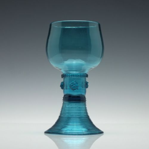 19th century peacock blue glass roemer c1820 - CATEGORY: ANTIQUE GLASS - DATED 1800
