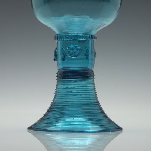 19TH CENTURY PEACOCK BLUE GLASS ROEMER C1820 - ADDITIONAL PHOTO 2