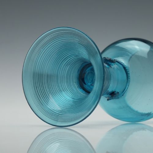 19TH CENTURY PEACOCK BLUE GLASS ROEMER C1820 - ADDITIONAL PHOTO 3