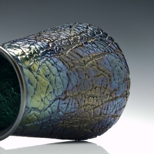 VICTORIAN THOMAS WEBB IRIDESCENT BRIAN GLASS VASE C1880 - ADDITIONAL PHOTO 4
