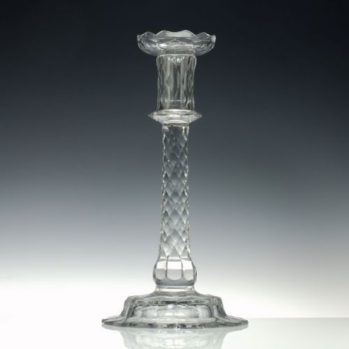 TALL GEORGIAN 18TH CENTURY GLASS CANDLE STICK C1780 - ADDITIONAL PHOTO 1
