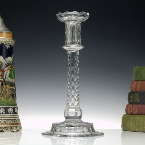TALL GEORGIAN 18TH CENTURY GLASS CANDLE STICK C1780 - ADDITIONAL PHOTO 10