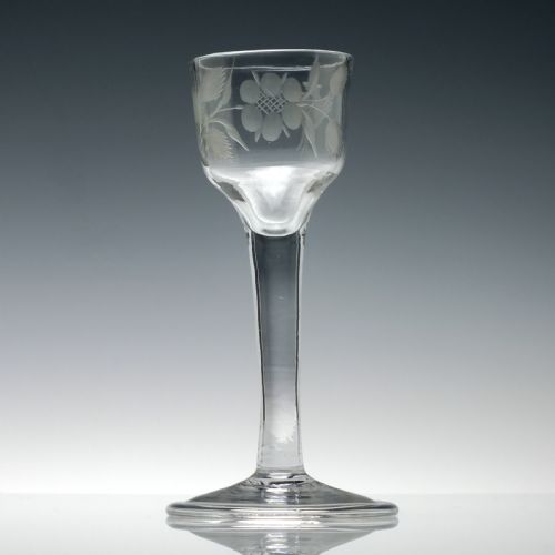 ANTIQUE 18TH CENTURY JACOBITE 'OUTLANDER' SYMPATHY PLAIN STEM WINE GLASS C1740 - ADDITIONAL PHOTO 1