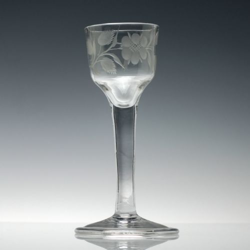 ANTIQUE 18TH CENTURY JACOBITE 'OUTLANDER' SYMPATHY PLAIN STEM WINE GLASS C1740 - ADDITIONAL PHOTO 2