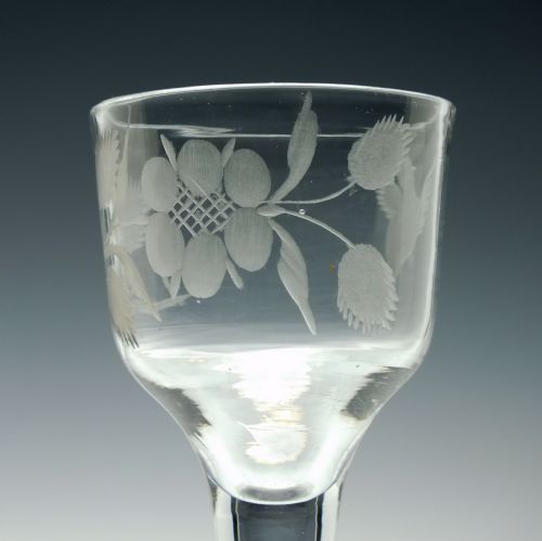 ANTIQUE 18TH CENTURY JACOBITE 'OUTLANDER' SYMPATHY PLAIN STEM WINE GLASS C1740 - ADDITIONAL PHOTO 5