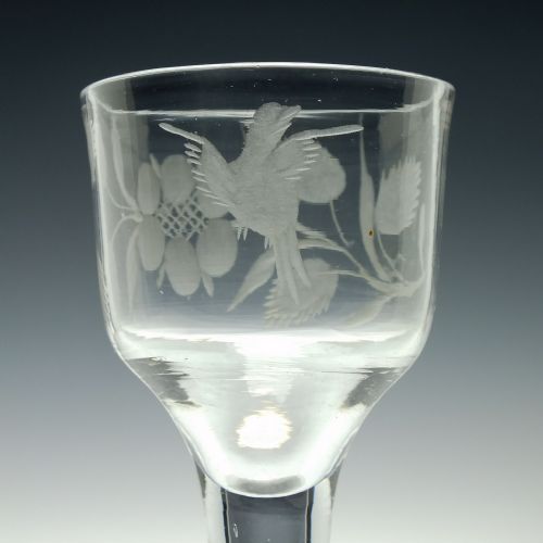 ANTIQUE 18TH CENTURY JACOBITE 'OUTLANDER' SYMPATHY PLAIN STEM WINE GLASS C1740 - ADDITIONAL PHOTO 6