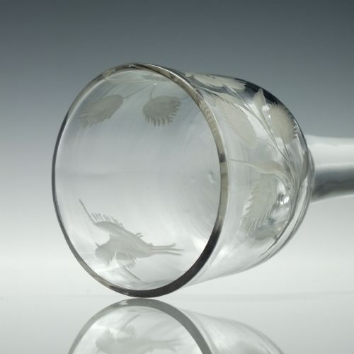 ANTIQUE 18TH CENTURY JACOBITE 'OUTLANDER' SYMPATHY PLAIN STEM WINE GLASS C1740 - ADDITIONAL PHOTO 8