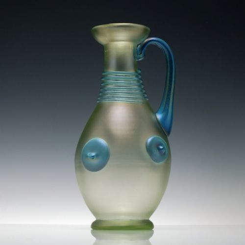 LOETZ BLUE THREADED ORPHEUS GLASS CARAFE OR PITCHER CIRCA 1904 - ADDITIONAL PHOTO 1