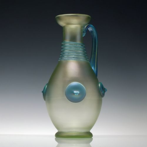 LOETZ BLUE THREADED ORPHEUS GLASS CARAFE OR PITCHER CIRCA 1904 - ADDITIONAL PHOTO 2