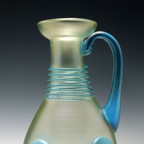 LOETZ BLUE THREADED ORPHEUS GLASS CARAFE OR PITCHER CIRCA 1904 - ADDITIONAL PHOTO 4