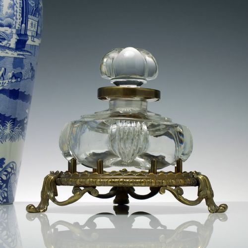 victorian glass inkwell c1850 - CATEGORY: ANTIQUE GLASS - DATED 1850