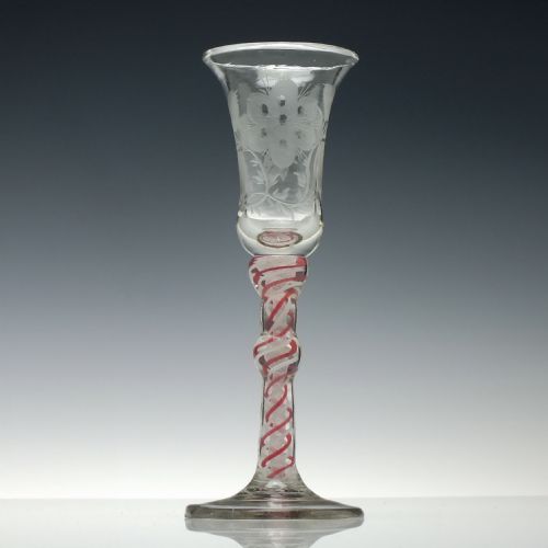 18th century jacobite outlander sympathy colour twist wine glass c1760 - CATEGORY: ANTIQUE GLASS - DATED 1750