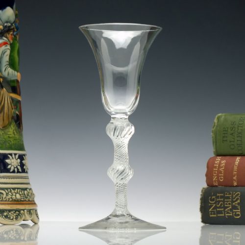 18th century double knop air twist wine glass c1750 - CATEGORY: ANTIQUE GLASS - DATED 1750
