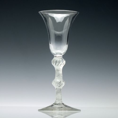 18TH CENTURY DOUBLE KNOP AIR TWIST WINE GLASS C1750 - ADDITIONAL PHOTO 1