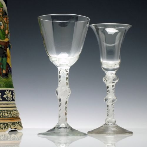18TH CENTURY ENGLISH KNOPPED OPAQUE TWIST WINE GOBLET C1760 - ADDITIONAL PHOTO 1