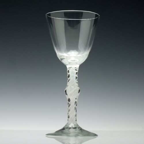 18TH CENTURY ENGLISH KNOPPED OPAQUE TWIST WINE GOBLET C1760 - ADDITIONAL PHOTO 4