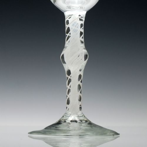 18TH CENTURY ENGLISH KNOPPED OPAQUE TWIST WINE GOBLET C1760 - ADDITIONAL PHOTO 5