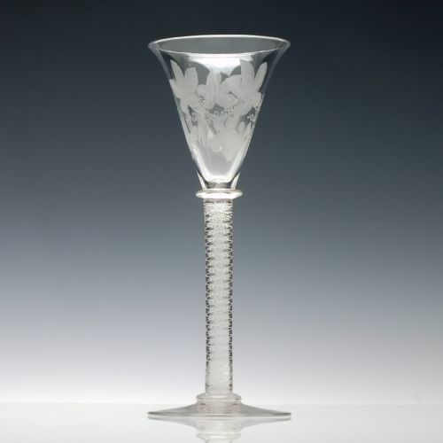 ENGRAVED SCOTTISH OPAQUE TWIST WINE GLASS C1870 - ADDITIONAL PHOTO 1