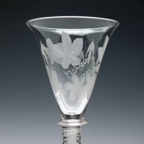 ENGRAVED SCOTTISH OPAQUE TWIST WINE GLASS C1870 - ADDITIONAL PHOTO 2