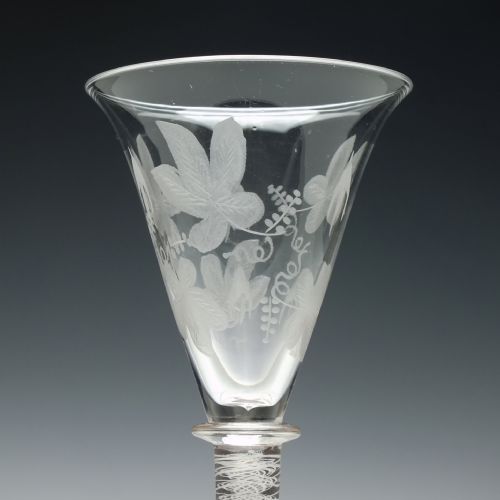 ENGRAVED SCOTTISH OPAQUE TWIST WINE GLASS C1870 - ADDITIONAL PHOTO 3
