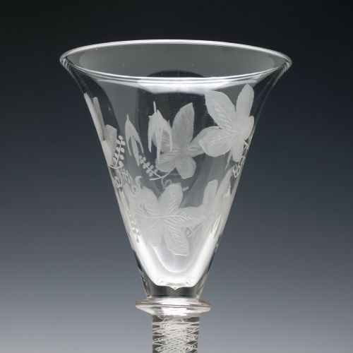 ENGRAVED SCOTTISH OPAQUE TWIST WINE GLASS C1870 - ADDITIONAL PHOTO 4