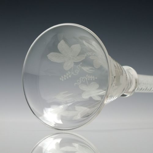 ENGRAVED SCOTTISH OPAQUE TWIST WINE GLASS C1870 - ADDITIONAL PHOTO 7