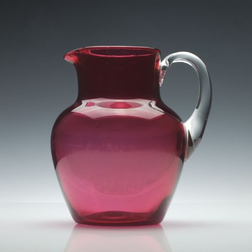 'scottish national exhibition' cranberry glass jug c1908 - CATEGORY: ANTIQUE GLASS - DATED 1910
