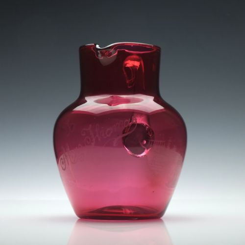 'SCOTTISH NATIONAL EXHIBITION' CRANBERRY GLASS JUG C1908 - ADDITIONAL PHOTO 1