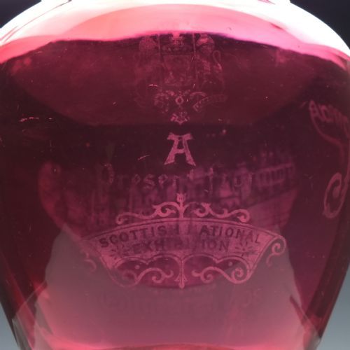 'SCOTTISH NATIONAL EXHIBITION' CRANBERRY GLASS JUG C1908 - ADDITIONAL PHOTO 9