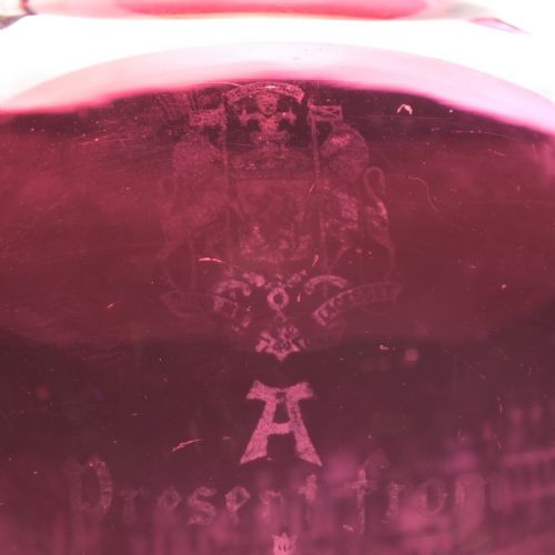 'SCOTTISH NATIONAL EXHIBITION' CRANBERRY GLASS JUG C1908 - ADDITIONAL PHOTO 10