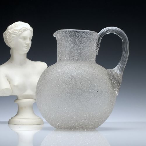 19th century crackle glass water jug c1880 - CATEGORY: ANTIQUE GLASS - DATED 1880