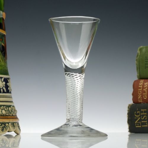 georgian multi spiral air twist dram glass c1750 - CATEGORY: ANTIQUE GLASS - DATED GEORGIAN