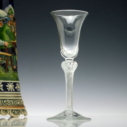 georgian multi spiral knopped air twist wine glass c1750 - CATEGORY: ANTIQUE GLASS - DATED GEORGIAN