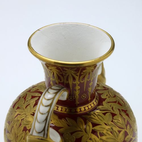 PAIR 19TH CENTURY ROYAL CROWN DERBY TWIN MASK HANDLE URN VASES 18771890 - ADDITIONAL PHOTO 11