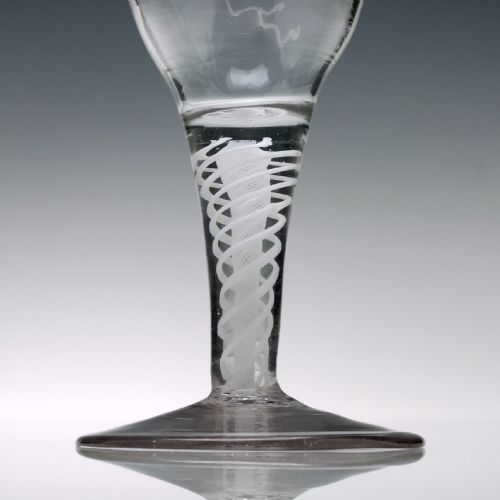 18TH CENTURY BUTTERFLY AND BIRD ENGRAVED OPAQUE TWIST WINE GLASS C1760 - ADDITIONAL PHOTO 4