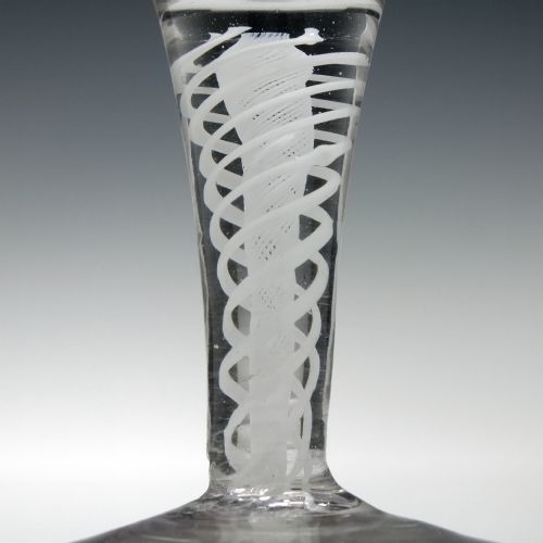 18TH CENTURY BUTTERFLY AND BIRD ENGRAVED OPAQUE TWIST WINE GLASS C1760 - ADDITIONAL PHOTO 5