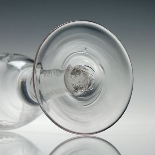 18TH CENTURY BUTTERFLY AND BIRD ENGRAVED OPAQUE TWIST WINE GLASS C1760 - ADDITIONAL PHOTO 7