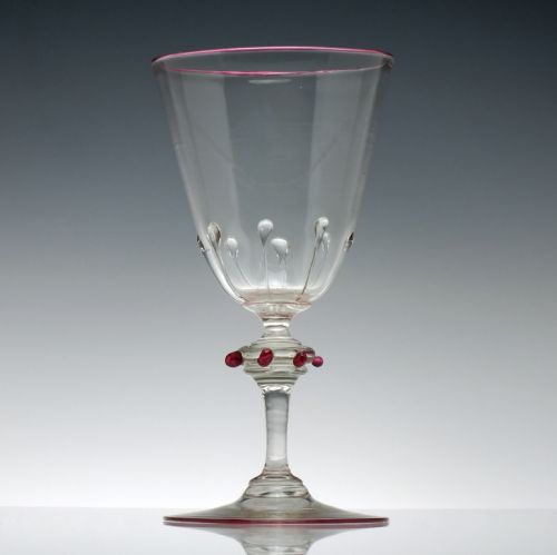 venetian art nouveau salviati red rim wine goblet c1900 - CATEGORY: ANTIQUE GLASS - DATED 1900
