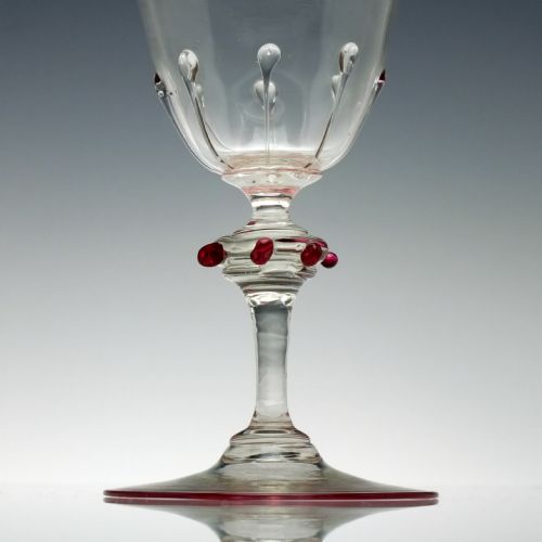 VENETIAN ART NOUVEAU SALVIATI RED RIM WINE GOBLET C1900 - ADDITIONAL PHOTO 1