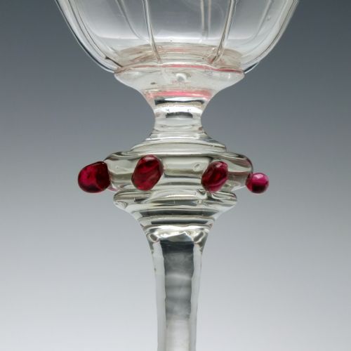 VENETIAN ART NOUVEAU SALVIATI RED RIM WINE GOBLET C1900 - ADDITIONAL PHOTO 2